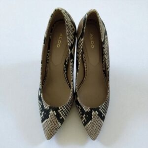 Aldo Snakeskin Heels - Black and Cream